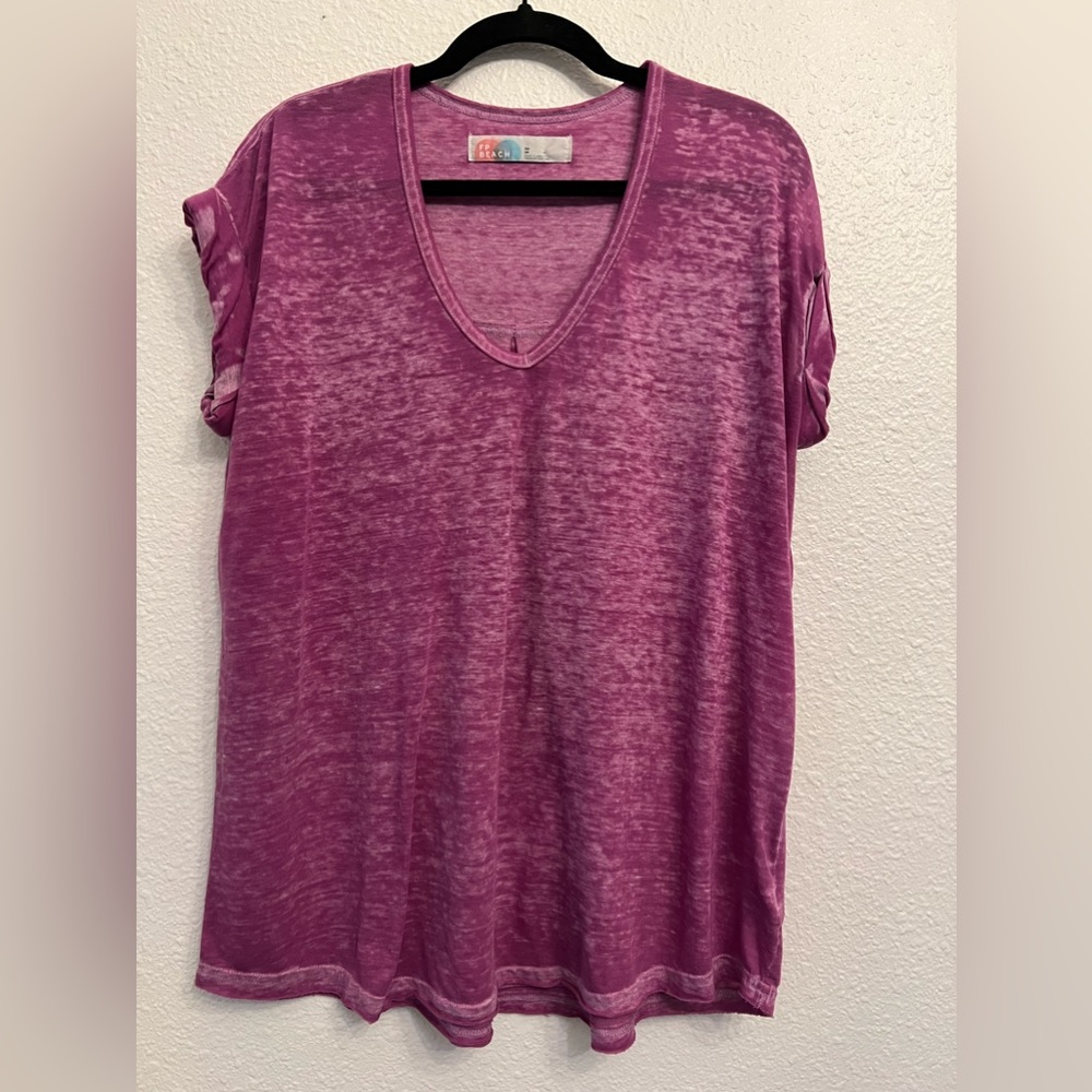 #1004 Free People FP Beach purple oversized lightweight tshirt XS